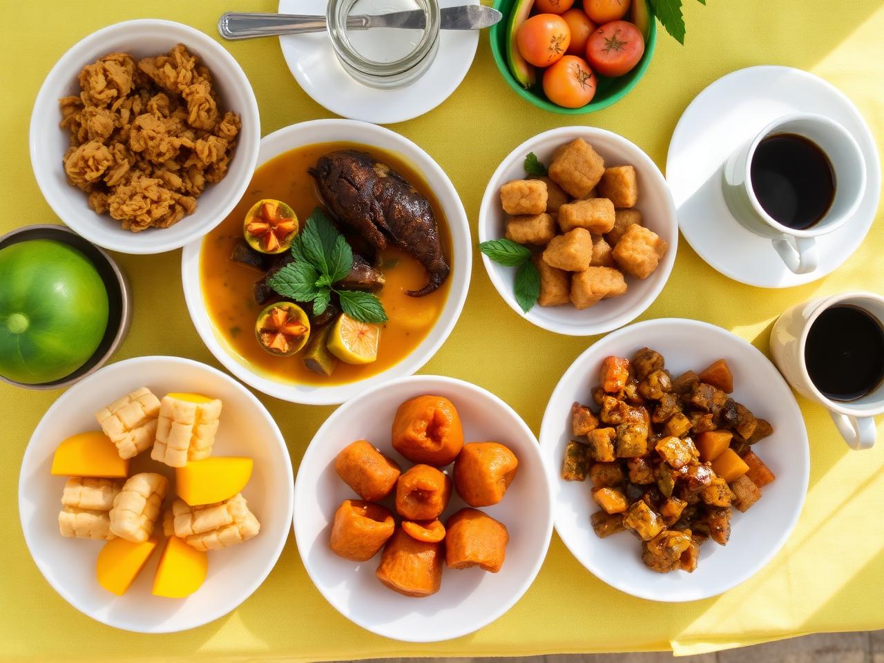 Caribbean breakfast spread